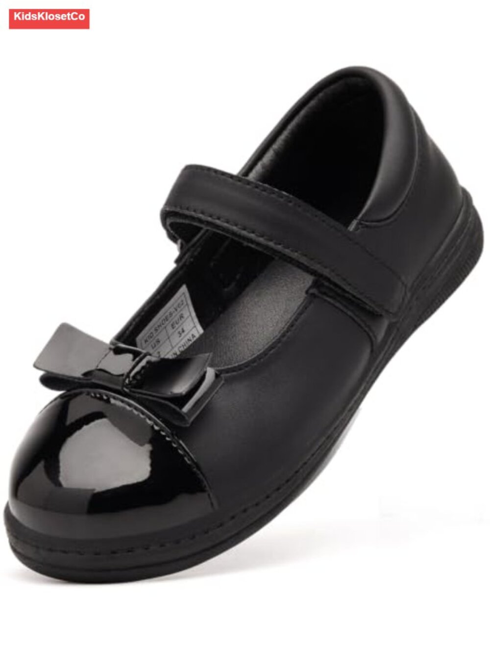 Girls Mary Jane Patent Faux Leather School Uniform Dress Shoes with Bow